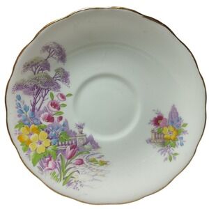 Vintage Colclough China Saucer Spring Garden Scene Bone China Longton England‎